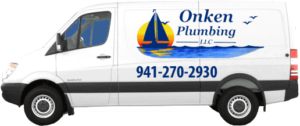 Onken Plumbing's Service van which displays their logo on both sides.
